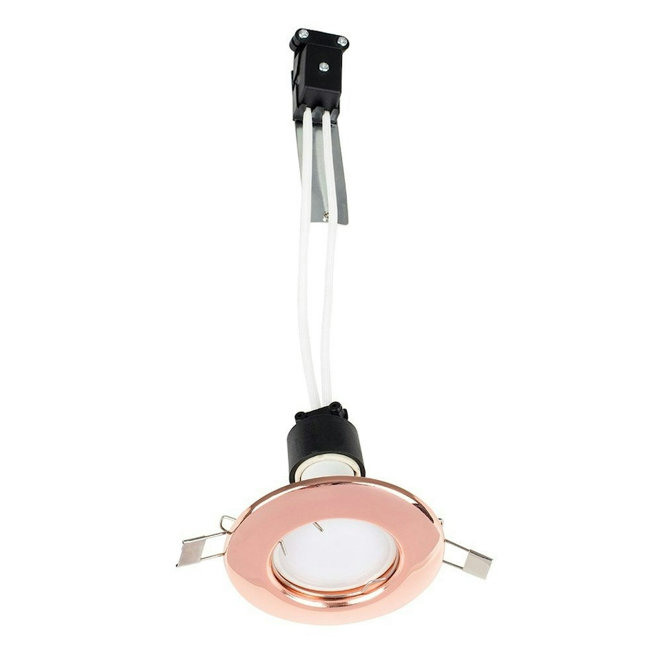image 1 of ValueLights 10 Pack Fire Rated Copper Finish GU10 Ceiling Spotlight Downlight Fittings | Copper