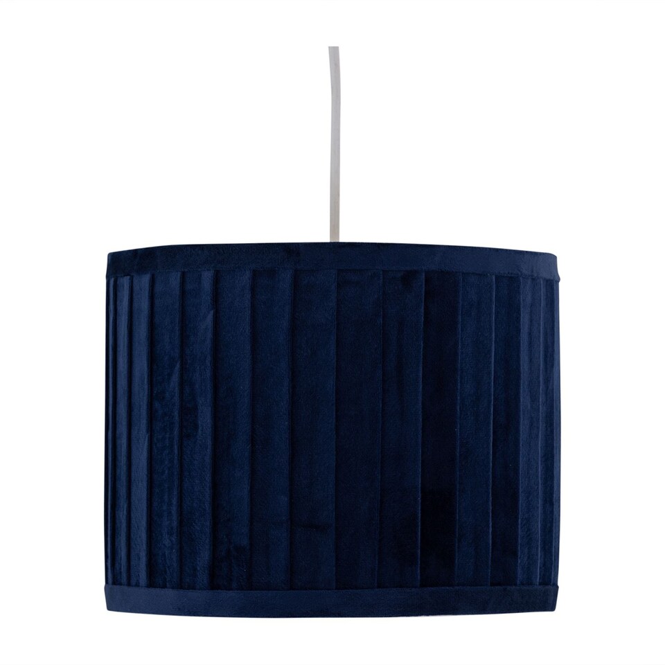 image 1 of Set of 2 Sundance - Navy Blue Velvet Pleated 30cm Lamp Shades with Gold Inner | Blue | Gold | Large | 2