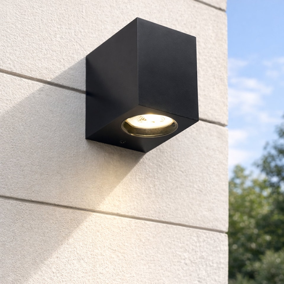 image 1 of CGC Lighting Eileen Black Outdoor Rectangle Wall Spotlight GU10 | Black | Black