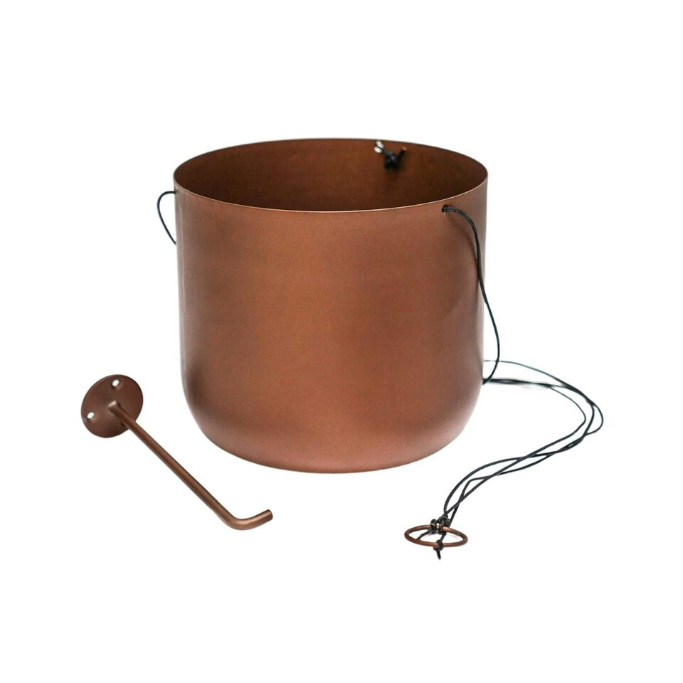 image 1 of Kew Hanging Large Planter with Hook - Metal - L17 x W17 x H15.5 cm - Matt Brass Copper