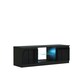 image 4 of TV Unit 120cm Black Gloss Doors Black Matt Body Glass Shelf Free LED Black