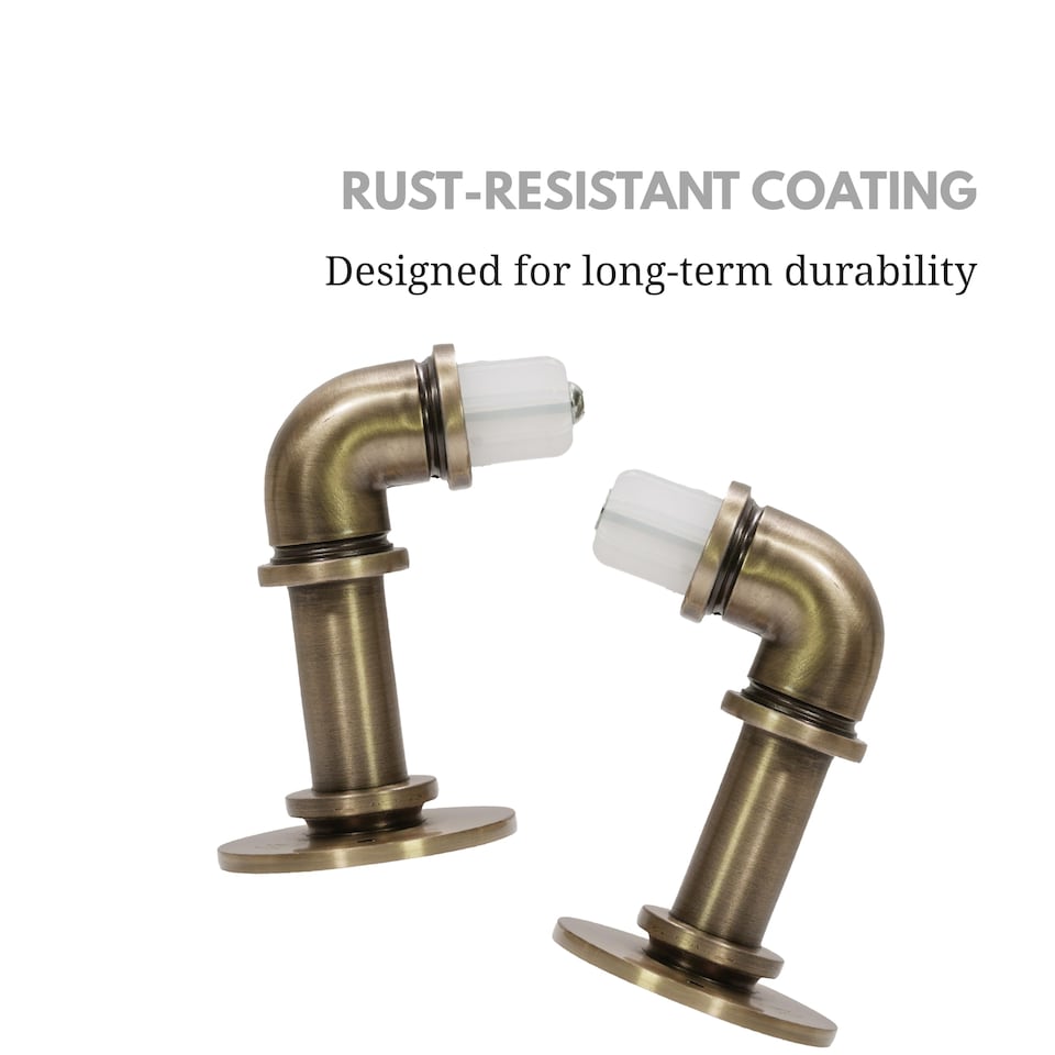 image 1 of Lister Cartwright 25mm Antique Brass Industrial Pipe Extendable Curtain Pole Heavy Duty Metal Curtain Rod with Rings(120-320 cm)