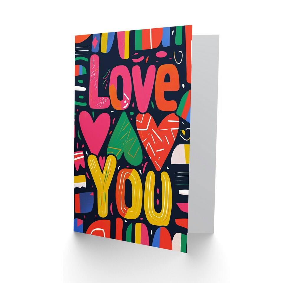 image 1 of Love You Graffiti Hearts Anniversary Valentines Her Wife Card