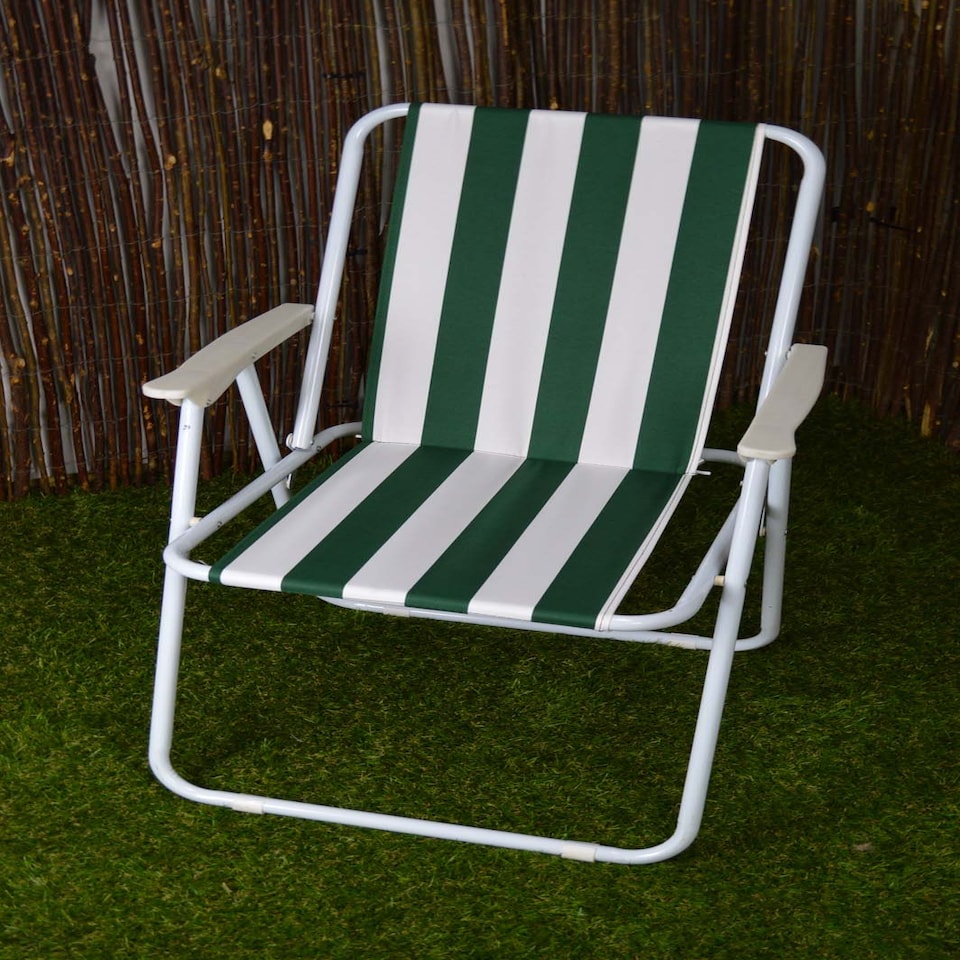 image 1 of 3 Pack of Folding Camping / Picnic Chair in Green and White Garden Patio | Green | Green
