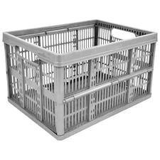 10 x 32 Litre Multipurpose Foldable Stacking Crates Complete With Handles Perfect For Storage Grey