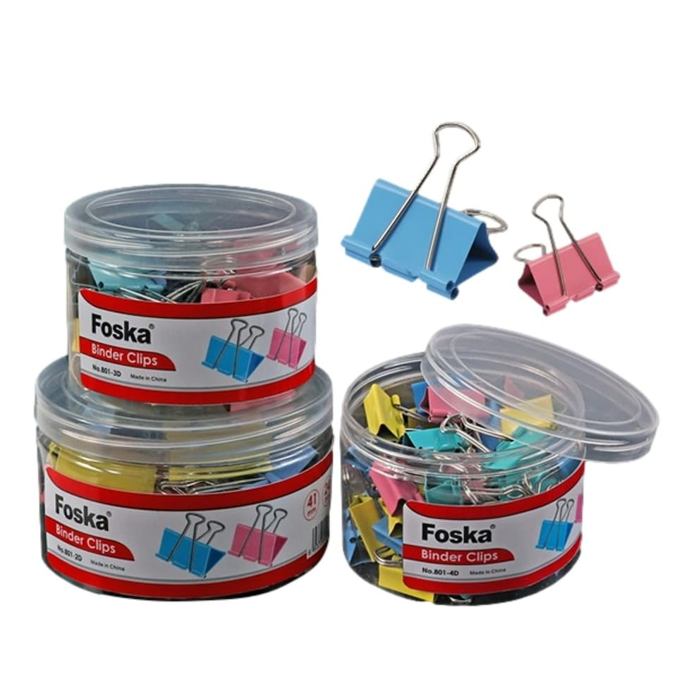image 1 of Pack of 12 51mm Assorted Colour Fold Back Binder Clips