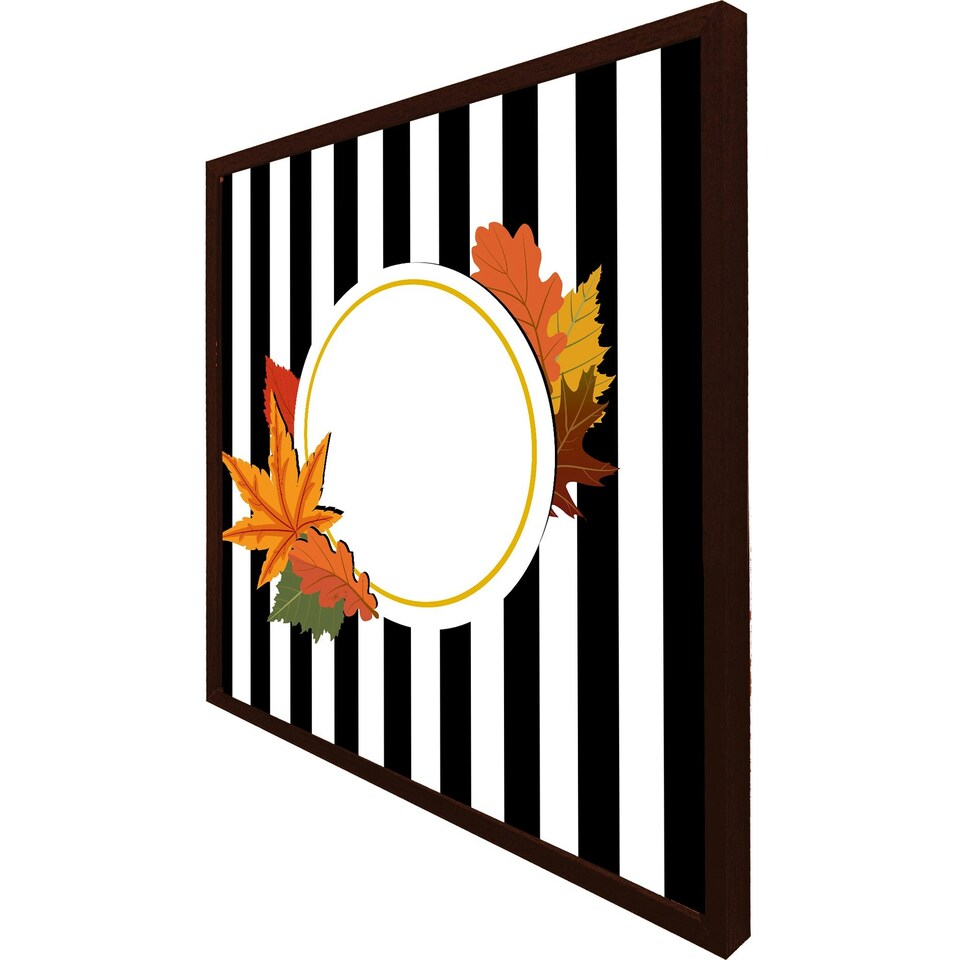 image 1 of Blach stripes, autumn leaves (Picture Frame) Grey | XS