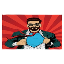 Strong Businessman in glasses in comic style. Success concept (Kitchen Towel)