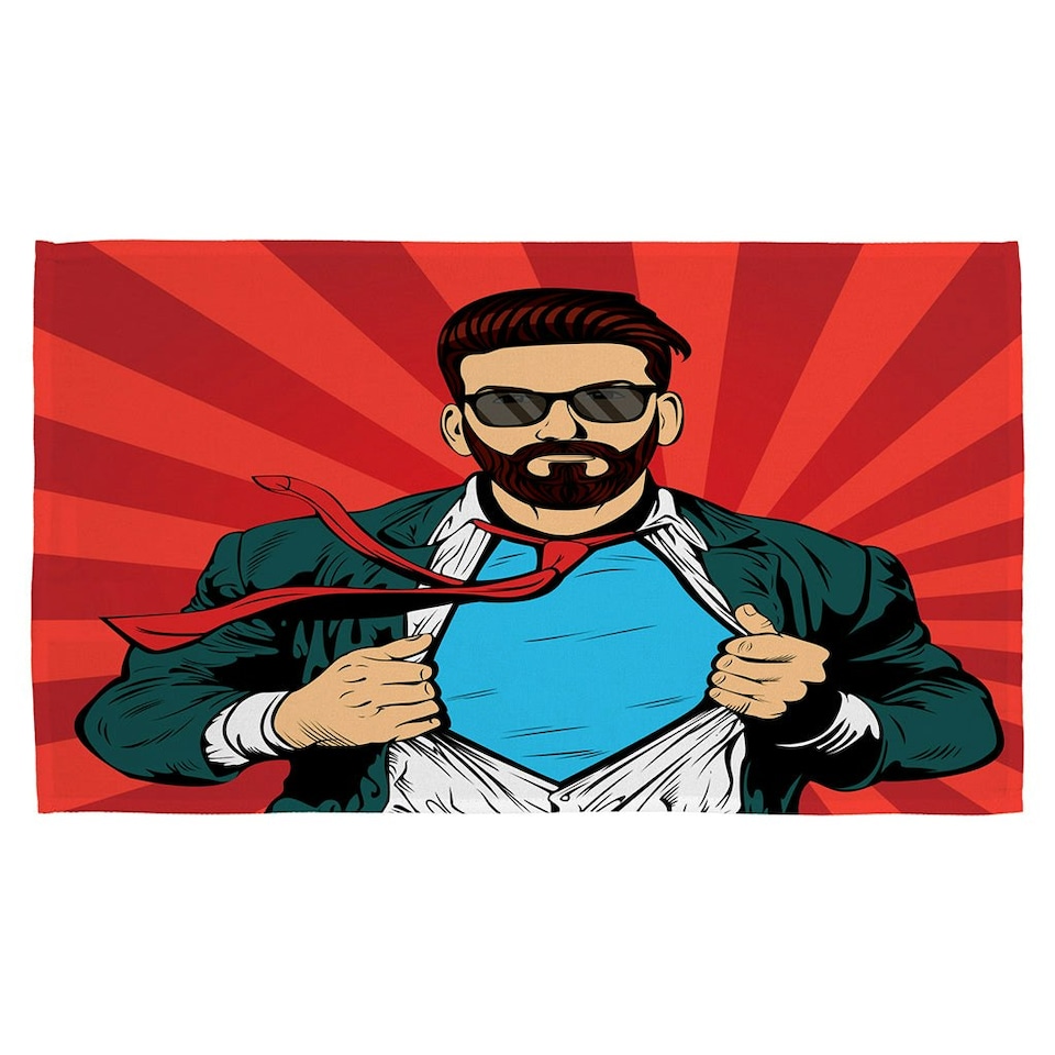 image 1 of Strong Businessman in glasses in comic style. Success concept (Kitchen Towel)