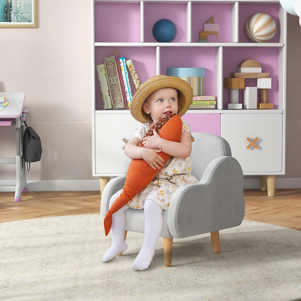 image 1 of ZONEKIZ Kids Armchair Toddler Sofa Chair Cloud-Shaped for 1.5-3 Years Purple