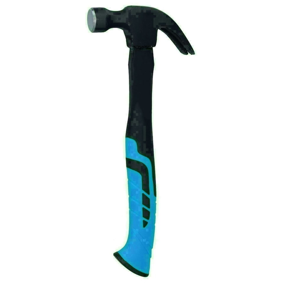 image 1 of 16oz Curved Claw Hammer with Fibreglass Handle Nail Screw Remover Removal