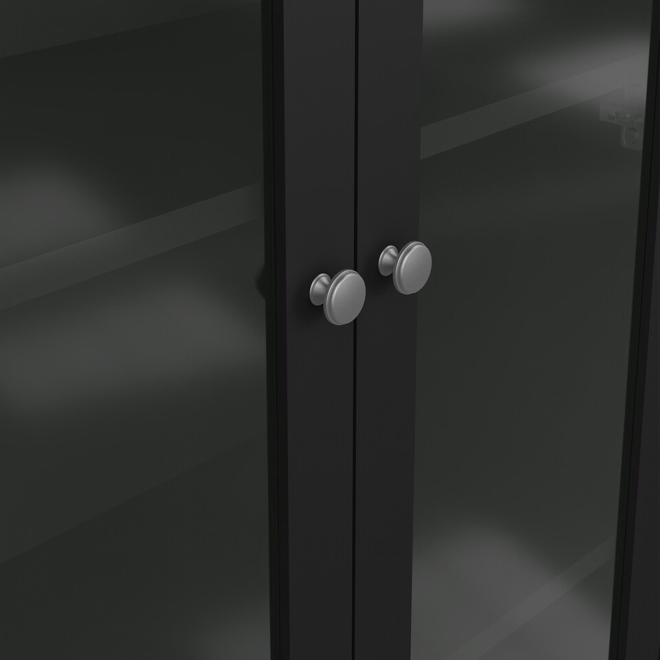 image 1 of Madrid China Cabinet 2 Glass Doors with 3 Drawers in Matt Black