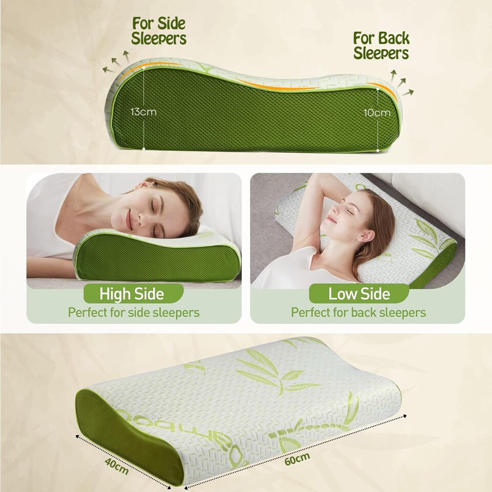 image 1 of Bamboo Contour Memory Pillow I Orthopedic Cervical Support for Neck & Shoulder (40cmx60cm)