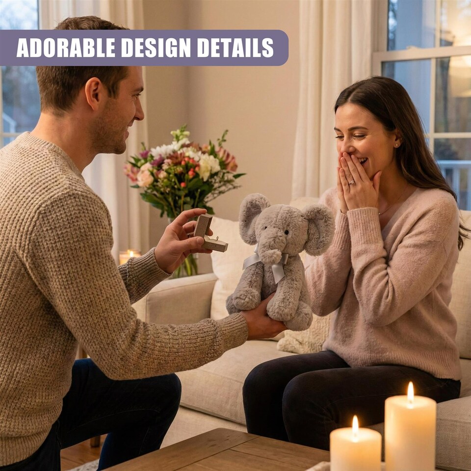 image 1 of The Magic Toy Shop Elephant Plush Toy 11 Inch Grey Stuffed Animal Decor Gift
