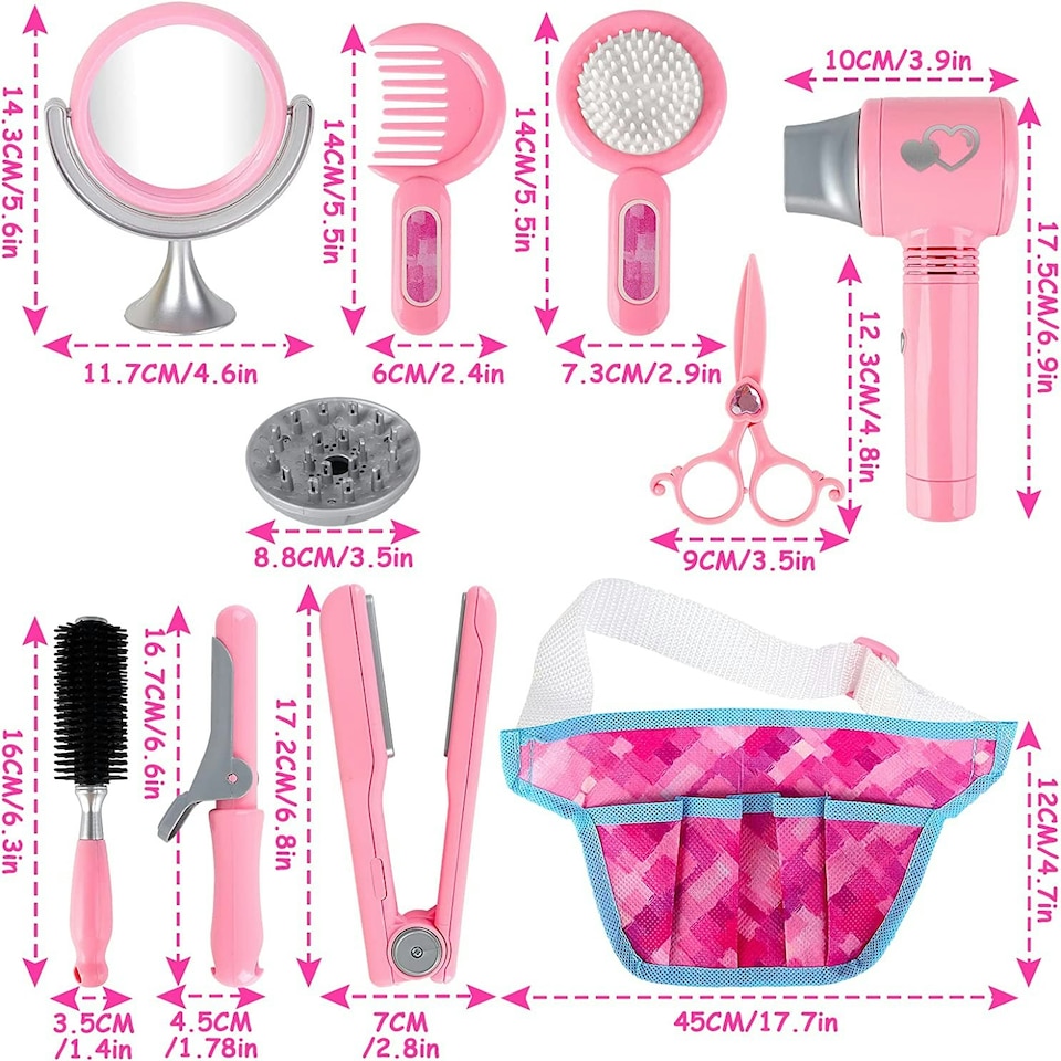 image 1 of 35-Piece Pretend Makeup & Hairdressing Set for Girls – Beauty Salon Role Play Kit with Toy Hairdryer, Mirror & Makeup – Portable Bag Included
