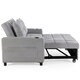 image 4 of Hudson 2-Seater Sofa Bed Linen Fabric with Cup Holders (Light Grey)