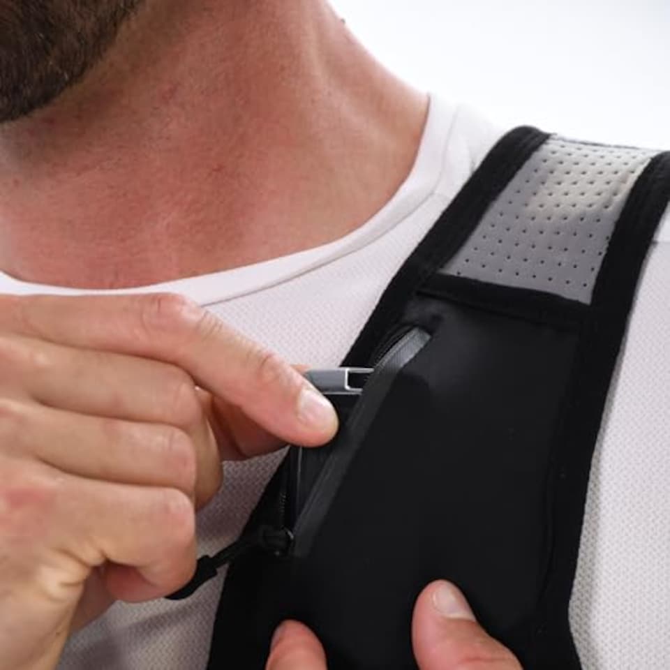 image 1 of Six Peaks Hydration Running Vest, Functional Reflective Safety Race, Lightweight Hydration Pack With Neoprene Body, Storage Pockets And 500ml Collapsible Bottle, Black, M/L