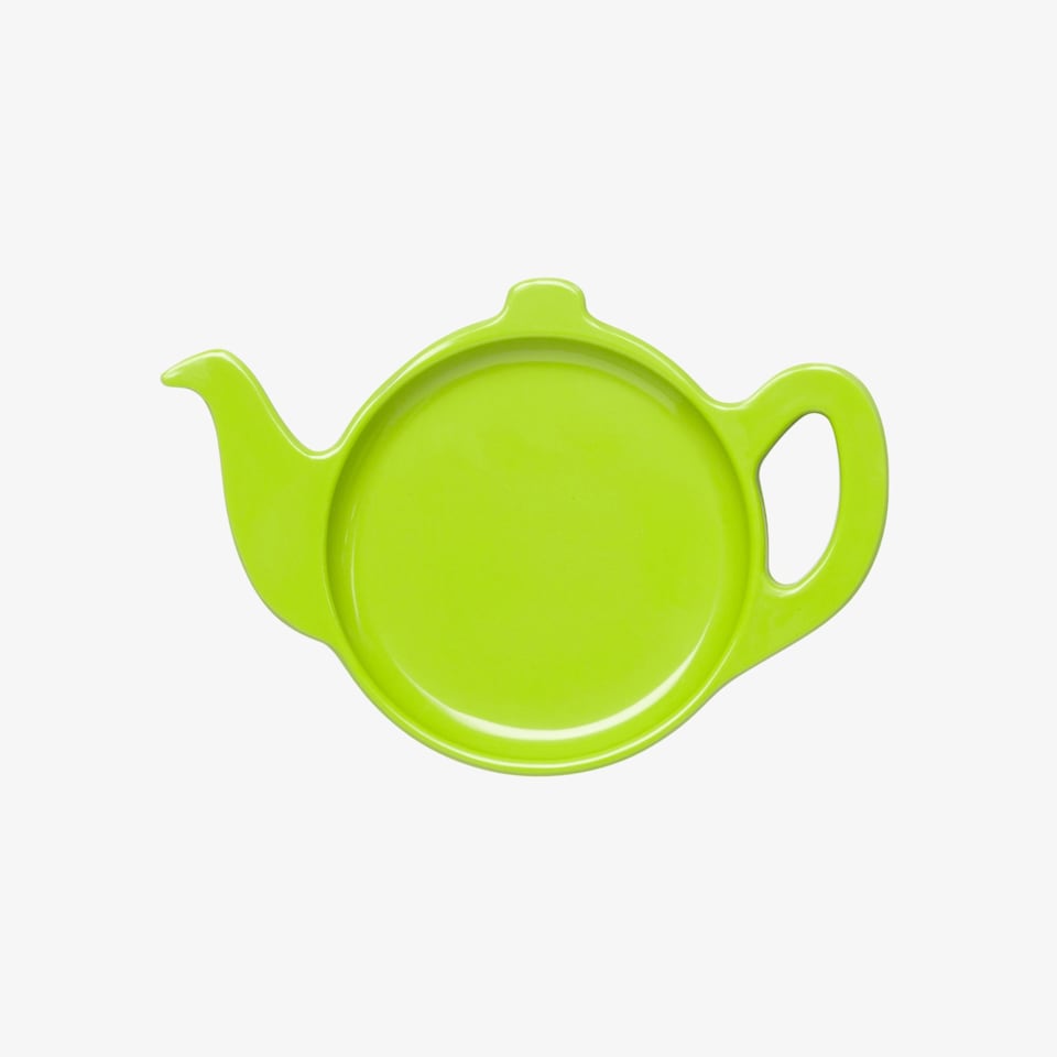 image 1 of Zeal Teapot Shaped Melamine Tea Bag Tidy Spoon Rest, Lime