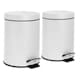 image 1 of Harbour Housewares 2x Bathroom Pedal Bins - 3L - Matt White Round Stainless Steel Slim Rubbish Dustbin Lid and Inner Liner Bucket
