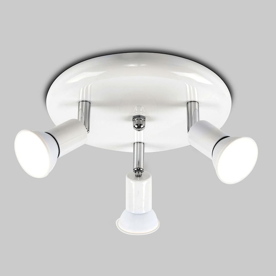 image 1 of ValueLights Round Gloss White Spotlight and Cool White Bulb