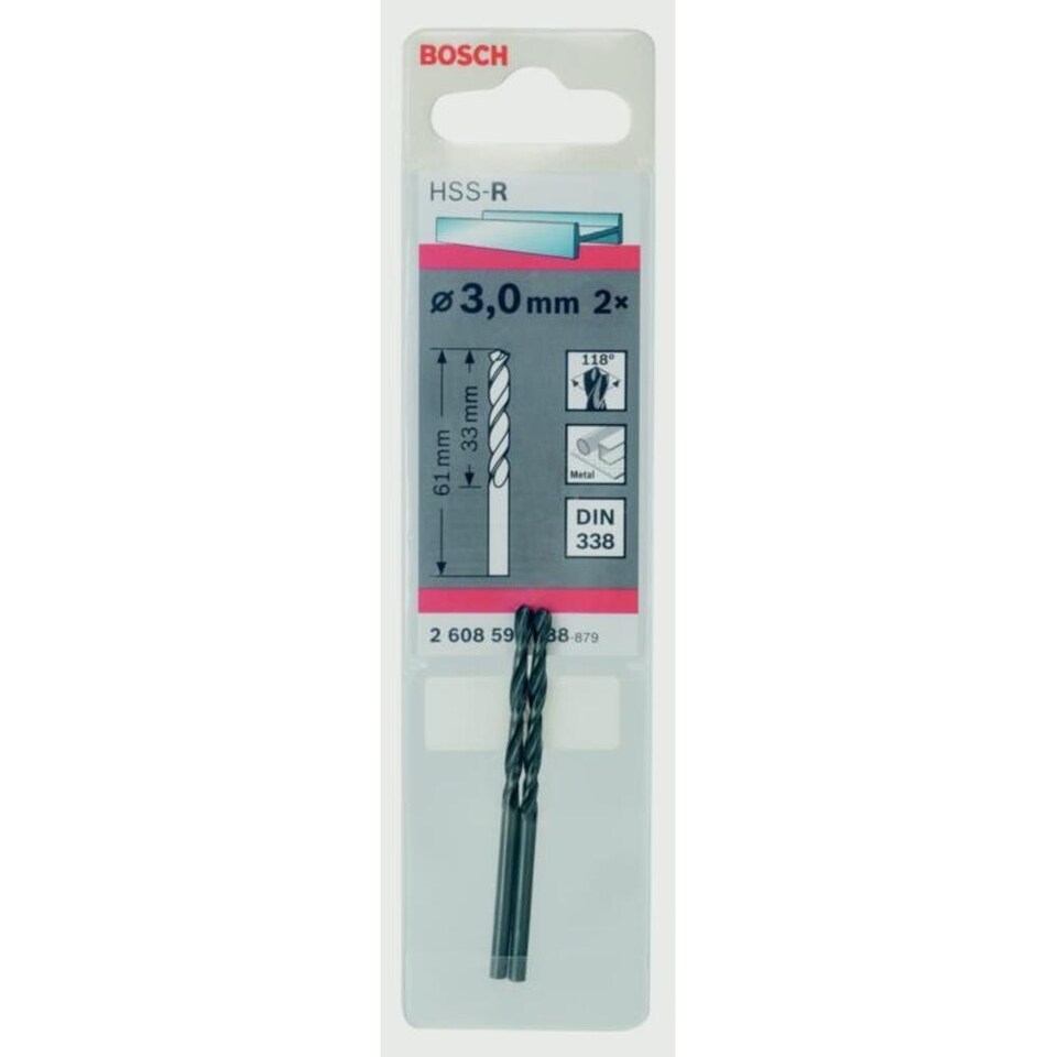 Bosch TEQ Twisted HSS Drill Bit (Pack of 2) | Black | Black | 2mm | 1