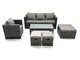 image 2 of Fimous Rattan Garden Furniture Set Outdoor Lounger Sofa with Coffee Table Armchair 3 Footstools Dark Grey Mixed