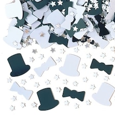 White and Black 'Night on the Town' with Silver Stars Table Confetti - 14 Grams