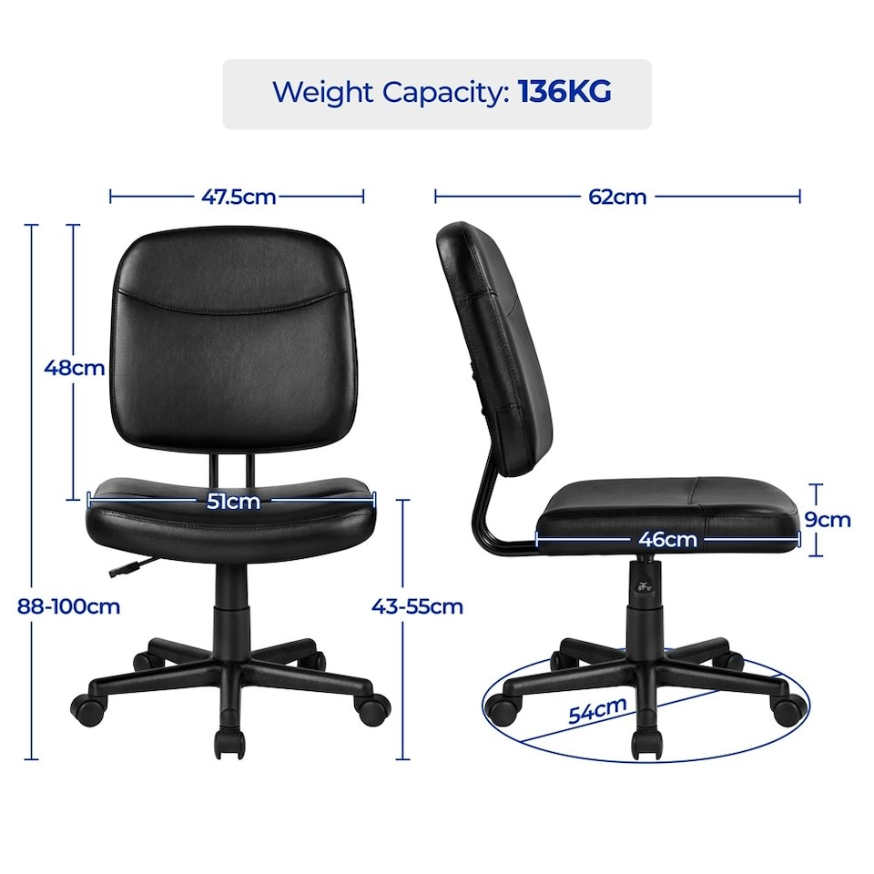 image 1 of Yaheetech Adjustable Desk Chair without Arms for Office Black Black