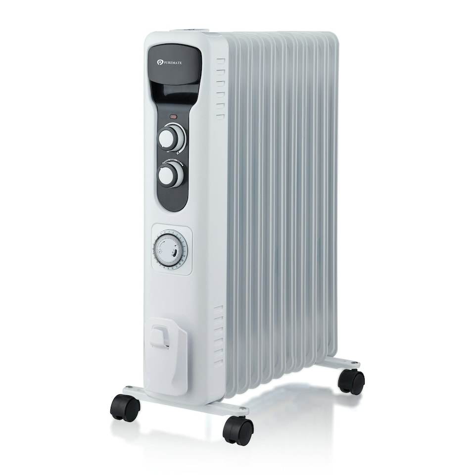 image 1 of PureMate 2500W 11 Fin Oil Filled Radiator - White