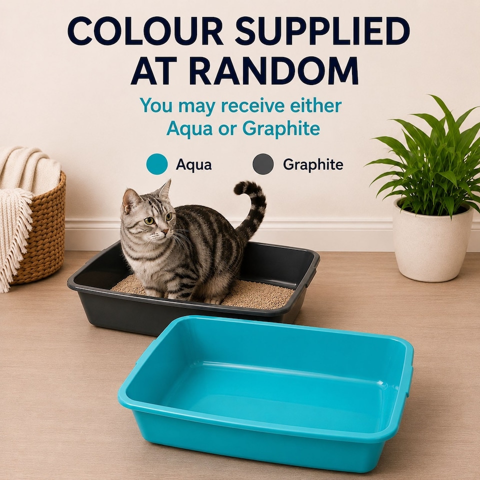 image 1 of Medium Cat Litter Tray Plastic Pet Toilet Kitten Rabbit Training Litter Box 40cm