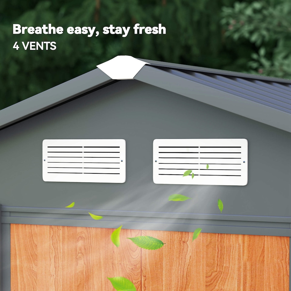 image 1 of Outsunny 6.5 x 5ft Garden Shed, Metal Storage Tool House Gardening Tool Storage with Shutter Vents, Brown and Grey
