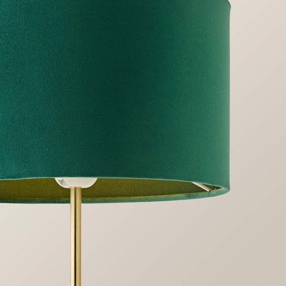 image 1 of ValueLights Charlie Gold Table Lamp Green Velvet Shade | Gold