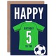 image 1 of Football Strip Kit Green Jersey Top 5 Year Old Child Kids 5th Birthday Card