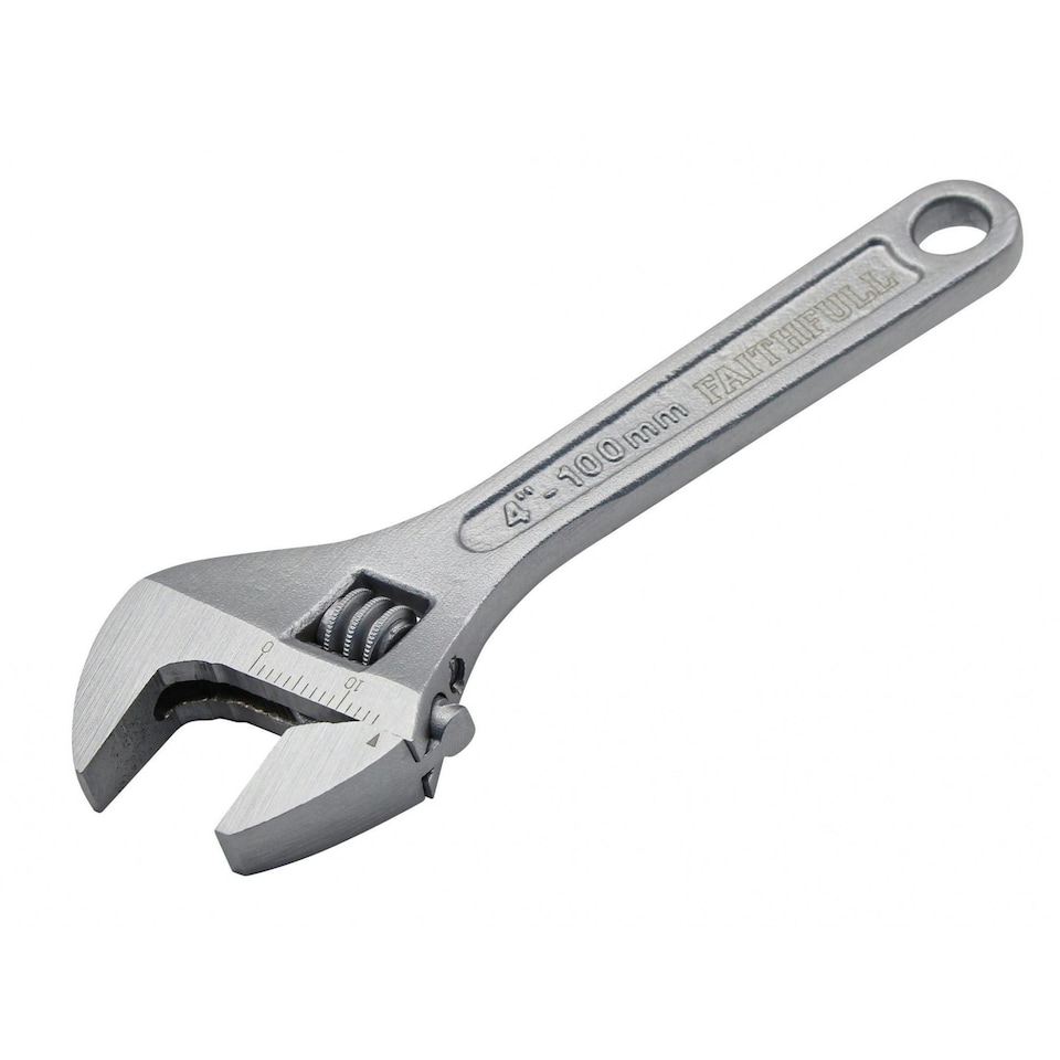 Faithfull Chrome Adjustable Spanner - Multi Colour - 100mm (4in)