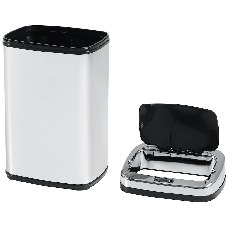 image 1 of HOMCOM 30L Automatic Kitchen Bin with Lid and Infrared Motion Sensor Silver Silver