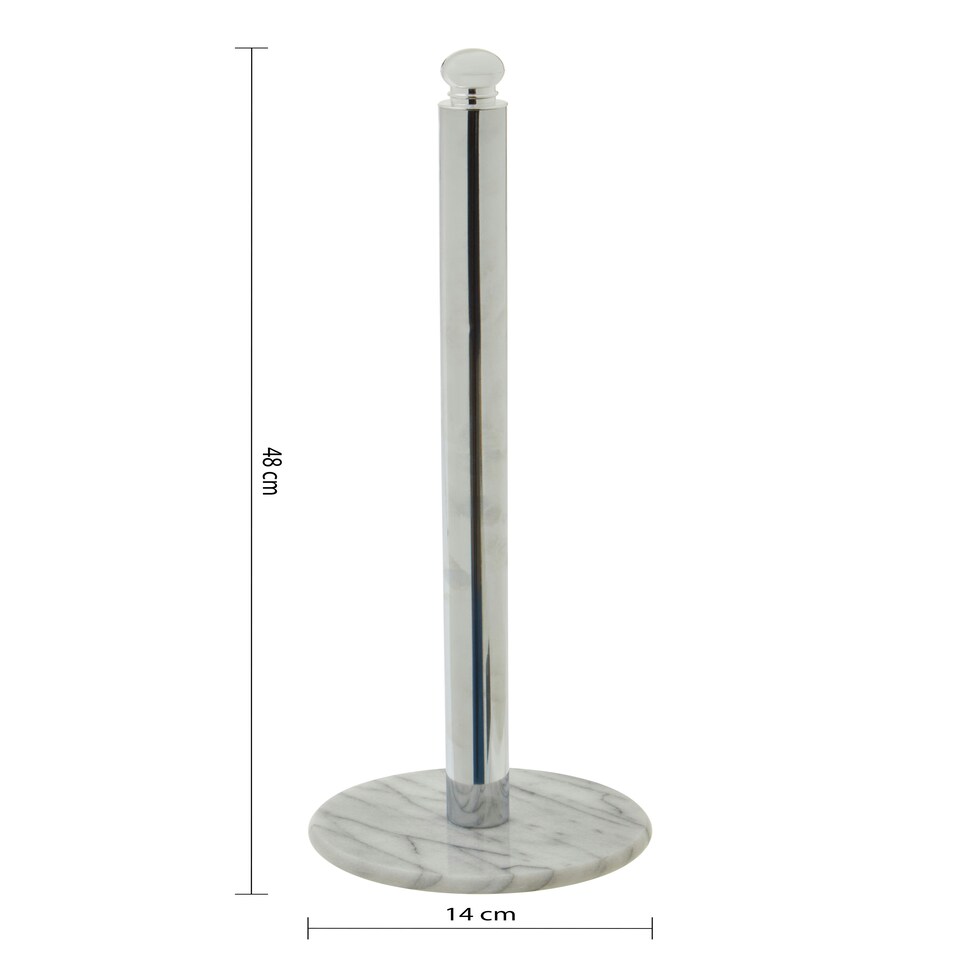 image 1 of Interiors by Premier Elegant Design Chrome Large Toilet Roll Holder, Stable Toilet Holder, Sturdy Roll Holder With Marble Base