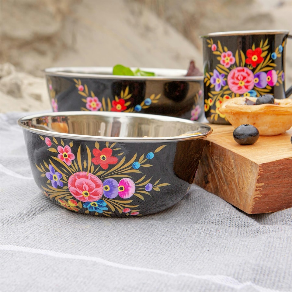 image 1 of BillyCan Picnic Bowl - 16.5cm  - Carbon Pansy
