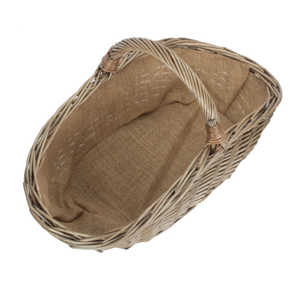 image 1 of Large Antique Wash Harvesting Wicker Basket | Brown | Brown | Large