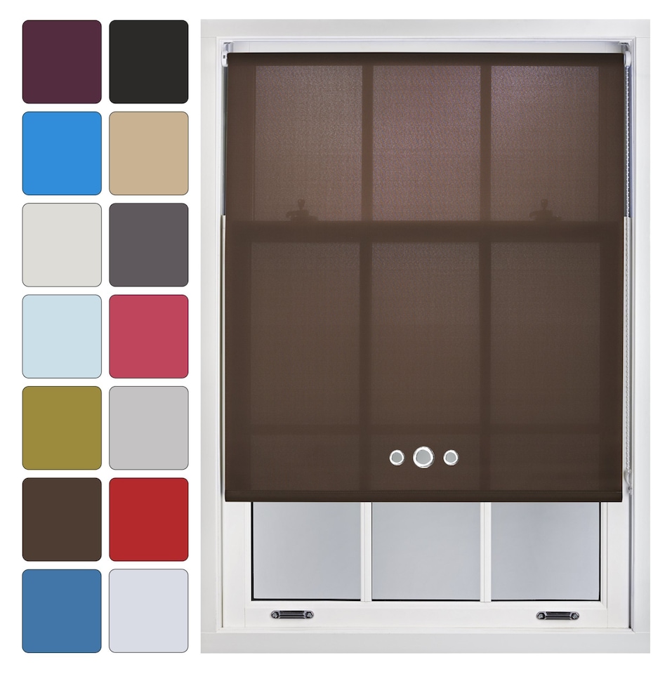 image 1 of FURNISHED Daylight Roller Blinds with Triple Round Eyelets Easy Install Cut to Size | Brown | Mocha | (W) 150cm x (L) 165cm