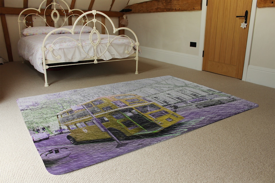 image 1 of London Bus Yellow Rear Rug | Multi