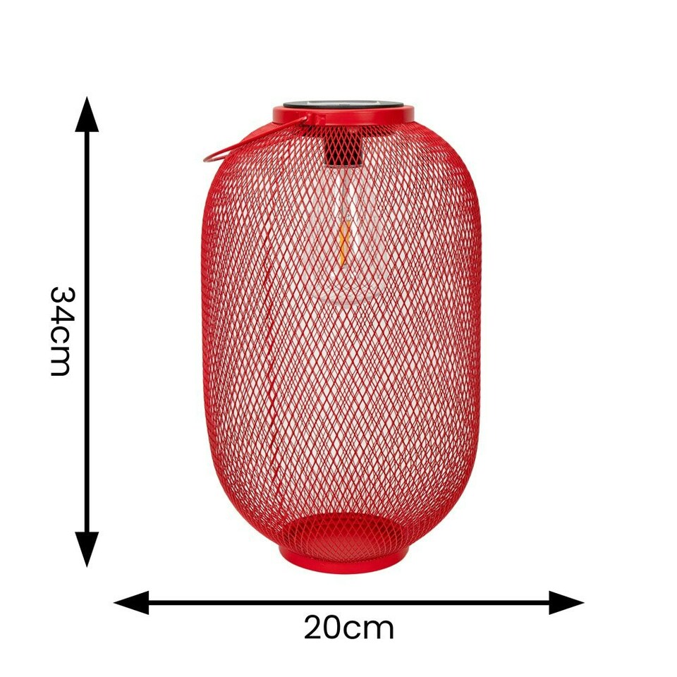 image 1 of ValueLights Solar Powered Outdoor Red Metal Mesh Basket Garden Lantern Light