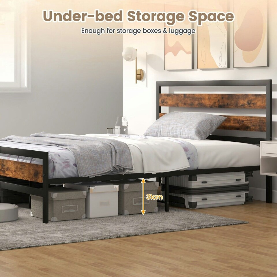 image 1 of COSTWAY King Size Bed Frame Metal Platform Bed