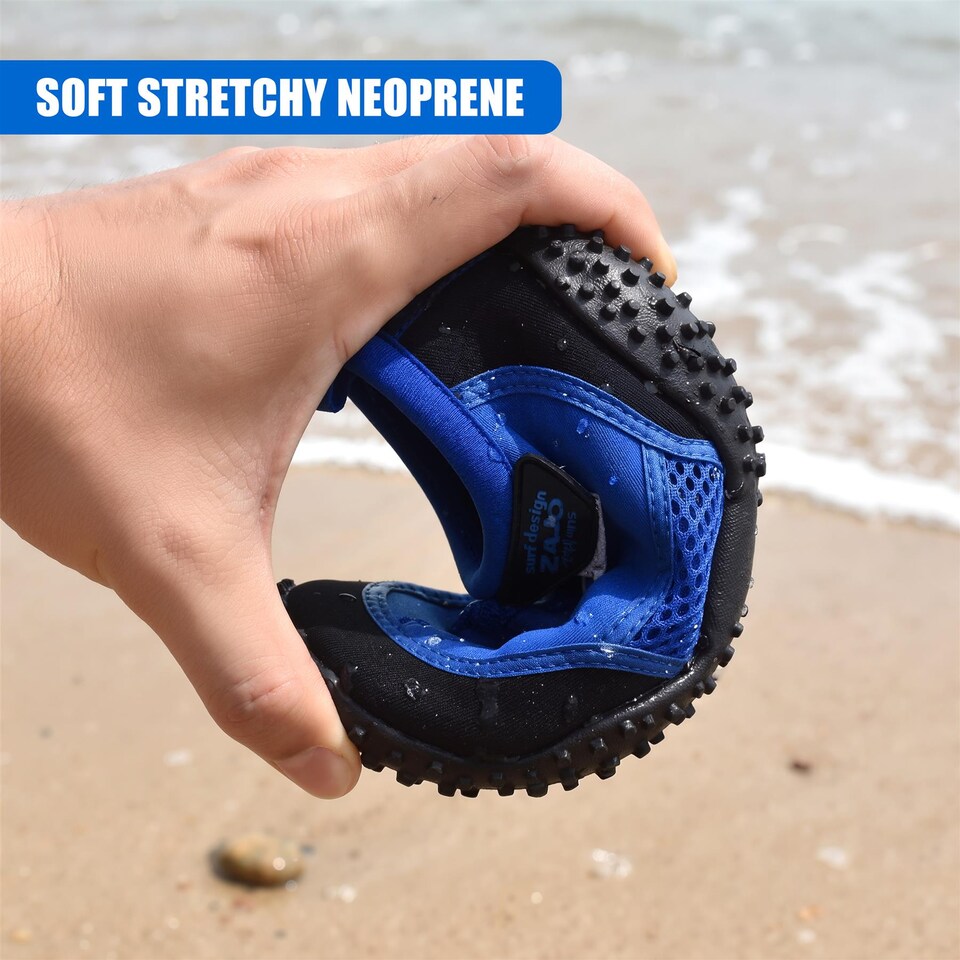 image 1 of GEEZY Aqua Water Shoes, Unisex, Beach Surfing - Blue & Black, UK Adult 11