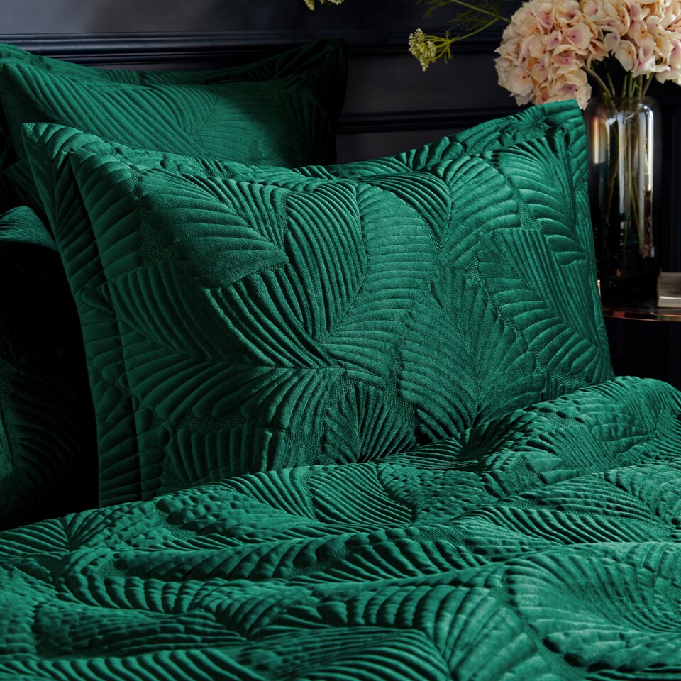 Paoletti Palmeria Quilted Velvet Pillowcase