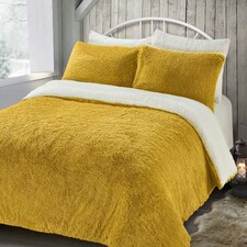 Velosso Alaska Shaggy Faux Fur Fluffy and Warm Fleece Duvet Cover Set Yellow | Ochre | Double
