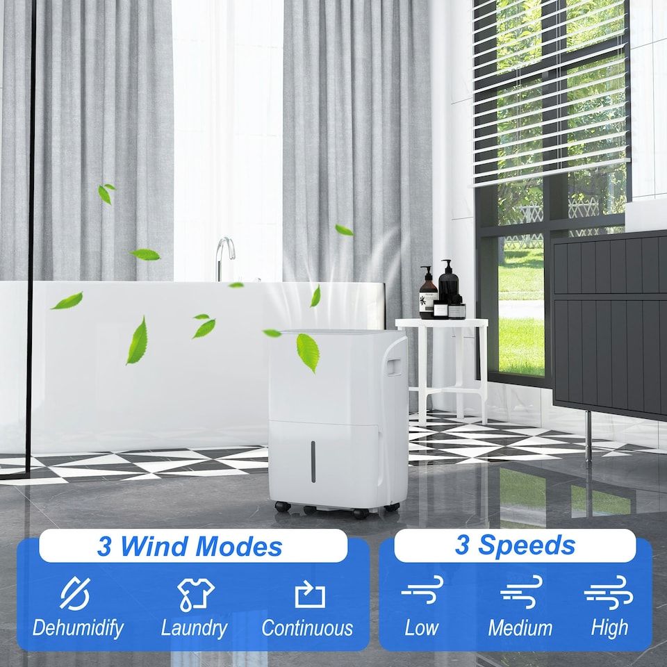 image 1 of HOMCOM 30L/Day Dehumidifier for Home, with Auto-Clean Filter, 24H Timer