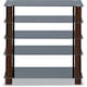 image 5 of Centurion Supports TRINITY Gloss Black 5 Shelf with Walnut Legs Flat Screen TV Rack Glass Stand | Multi | 1