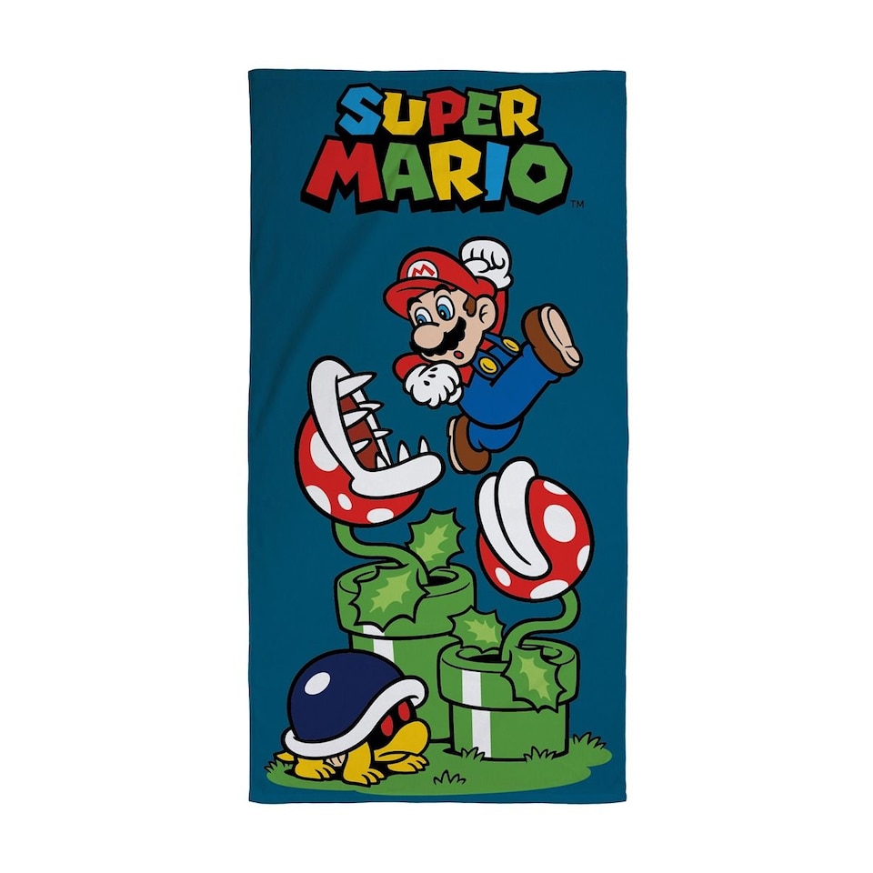 image 1 of Super Mario Jumping Cotton Beach Towel | Blue | Blue/Multicoloured | One size | 1