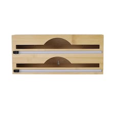 Living and Home 2-tier Wall Mounted Bamboo Wrap Dispenser with Cutters