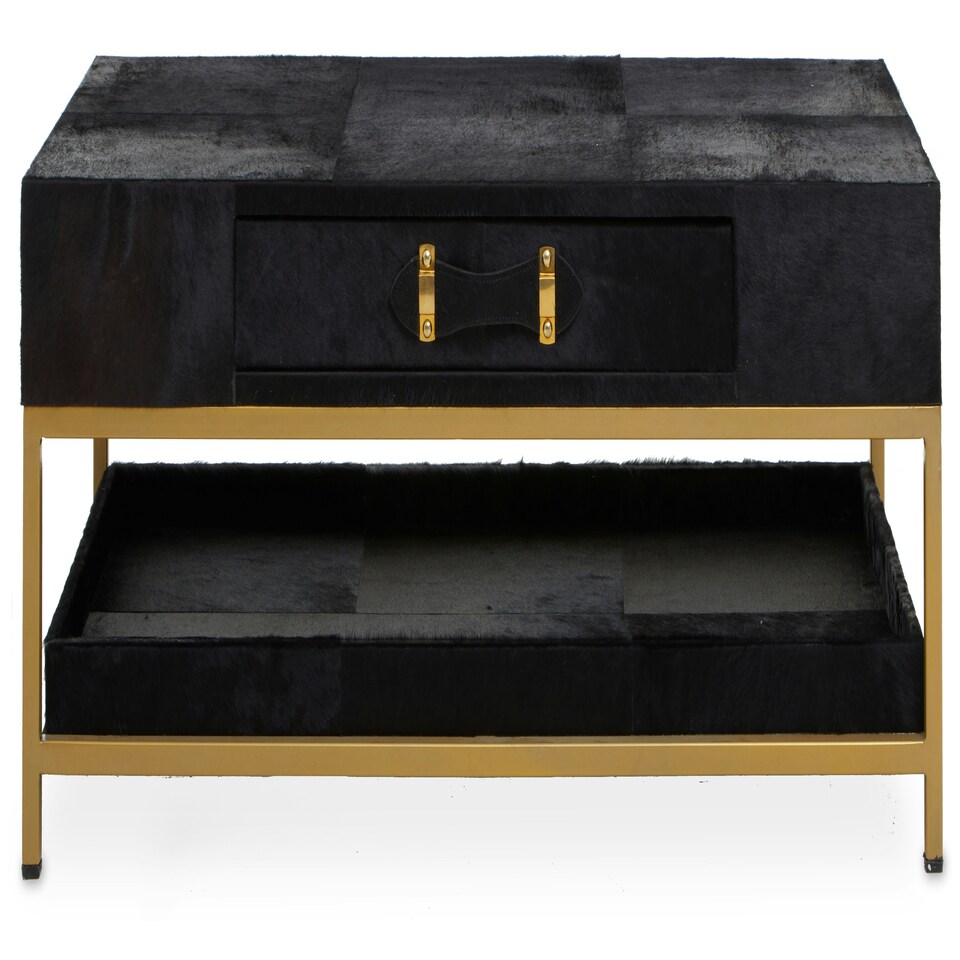 image 1 of Kensington Townhouse Hair On Hide Black And Gold Coffee Table Black